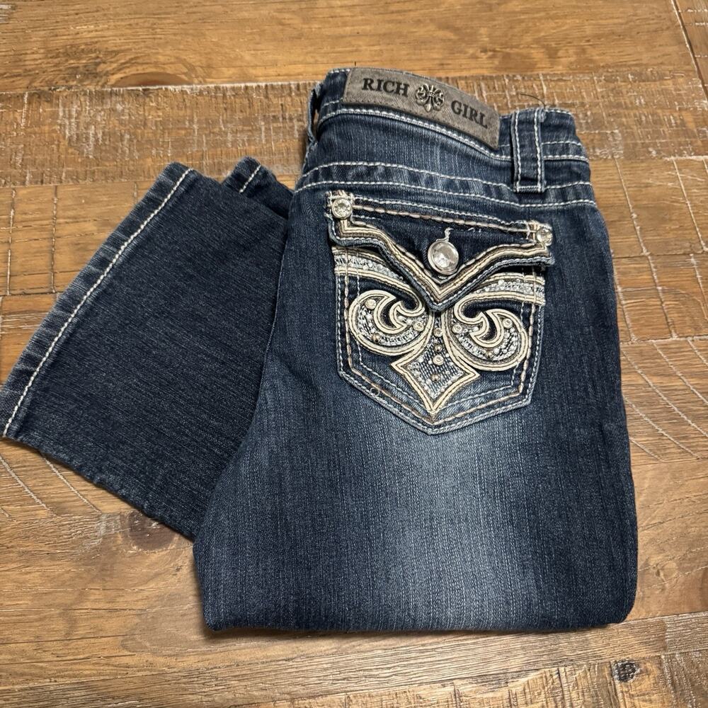 Rich Girl Embellished Rhinestone Stud Jeans Size 7 Woman’s Denim Pants